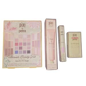 "Pixi by Petra" Bundle of 4; Beauty Kit, Lip Glow, peel & Polish, & Blush Stick